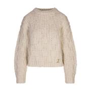 Mælkefarvet Crew-Neck Sweater