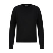 Sort Finstrikket Crew Neck Sweater