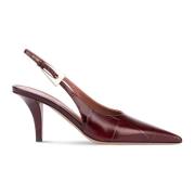 Bordeaux Slingback Sandaler med Medium Hæl