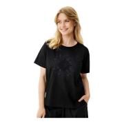 Daphny T-Shirt Sort Broderet Motiv