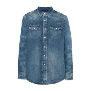 Broderet Logo Denim Skjorte