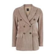 Velour Ribbet Beige Blazer Jakke