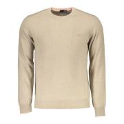 Herre Beige Sweater med Logo Broderi