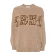 Brun uld-kashmir sweater med 1951 motiv