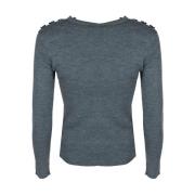 Ribstrikket Sweater Rund Hals Uldblanding