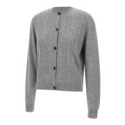 Grå Uld Cardigan Silke Cashmere Sweater