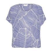 Trykt Top & T-Shirt Indigo Blue/Turtledove Leaf