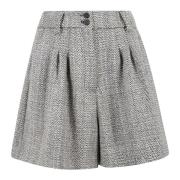 Plisserede Herringbone Uld Shorts