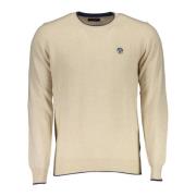 Beige Langærmet Sweater Broderet Logo