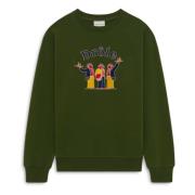 Grøn Sweater med Broderi