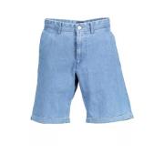 Lysblå Bomuld Bermuda Jeans