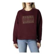 Bordeaux Print Sweatshirt Rund Hals Kvinder