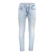 Slim Fit Denim Jeans Blå Broderet