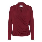 Draped Wrap Blouse Tawny Port