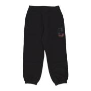 Sort Fleece Sweatpants Elastisk Talje