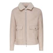 Shearling Zip Jakke Beige Lam