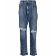 Vintage Distressed Straight Leg Denim Jeans