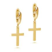 Womens Small Cross Earrings in Gold