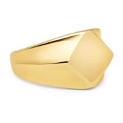 Mens Squared Stainless Steel Ring with Gold Plating