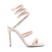 Nude Satin Strass Spiral Sandaler