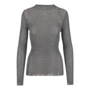 Ribbet viskoseblanding lurex sweater