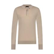 Taupe Langærmet Polo Shirt