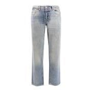 Vasket Bomuld Jeans, Mid Waist, Regular Fit