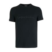 Blå Logo Print T-shirt fra Giorgio Armani