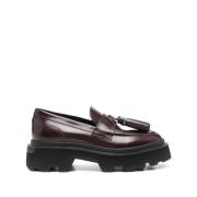 Burgundy Kalv Læder Loafers Frynser