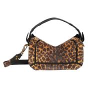 Leopard Print Læder Crossbody Taske