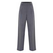 Pleated straight leg trousers for women