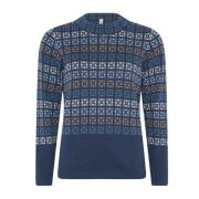 Blå Jacquard Turtle Neck Sweater