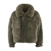 Oversize shearling jakke khaki