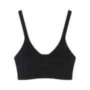 Ribstrik Bralette i Sort