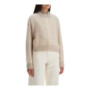 Metallic Mohair Blend Pullover Sweater