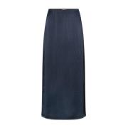 Navy Satin Maxi Nederdel med Slids