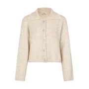 Beige Strik Cardigan med Knaplukning