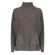 Grå Lurex Høj Hals Sweater