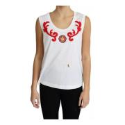 Hjerte Applique Tank Top Hvid Bomuld