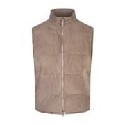 Khaki Suede Polstret Gilet Frakke