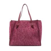 Mulberry Pink Læder Stribe Mønster Taske