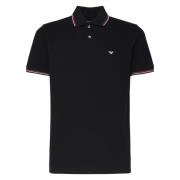 Sort Polo Shirt med Logo Print