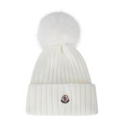 Pompom Beanie med Ribstrik