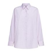 Pink Check Print Cotton Skjorte Kvinder