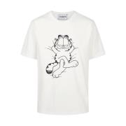 Hvid bomuld jersey T-shirt med Lazy Garfield print