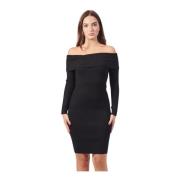 Sort Off-Shoulder Bodycon Mini Kjole