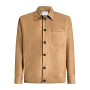 Beige Uld Overshirt Jakke