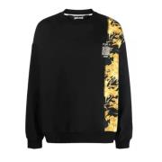 Sort blomstret bomulds sweatshirt med logo