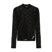 Sort Mesh Sheer Flocked Moonogram Sweater