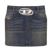 Blå Denim Mini Nederdel Oval D